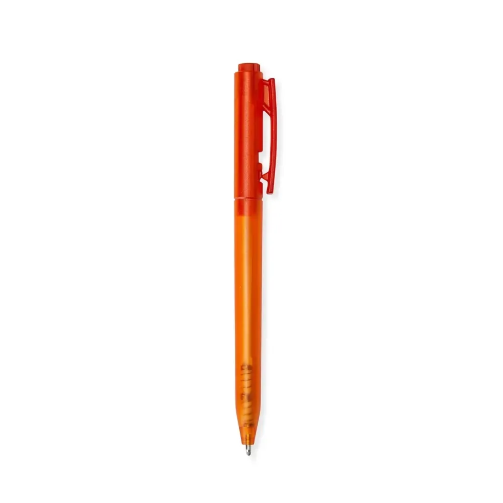 Caneta plástica translúcida personalizada laranja