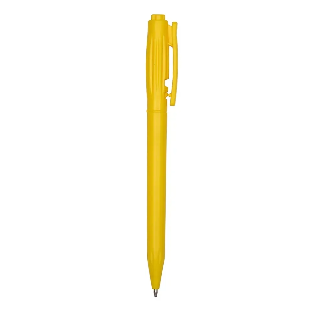 "Caneta Plástica Translúcida Personalizada 11 Cores amarelo"