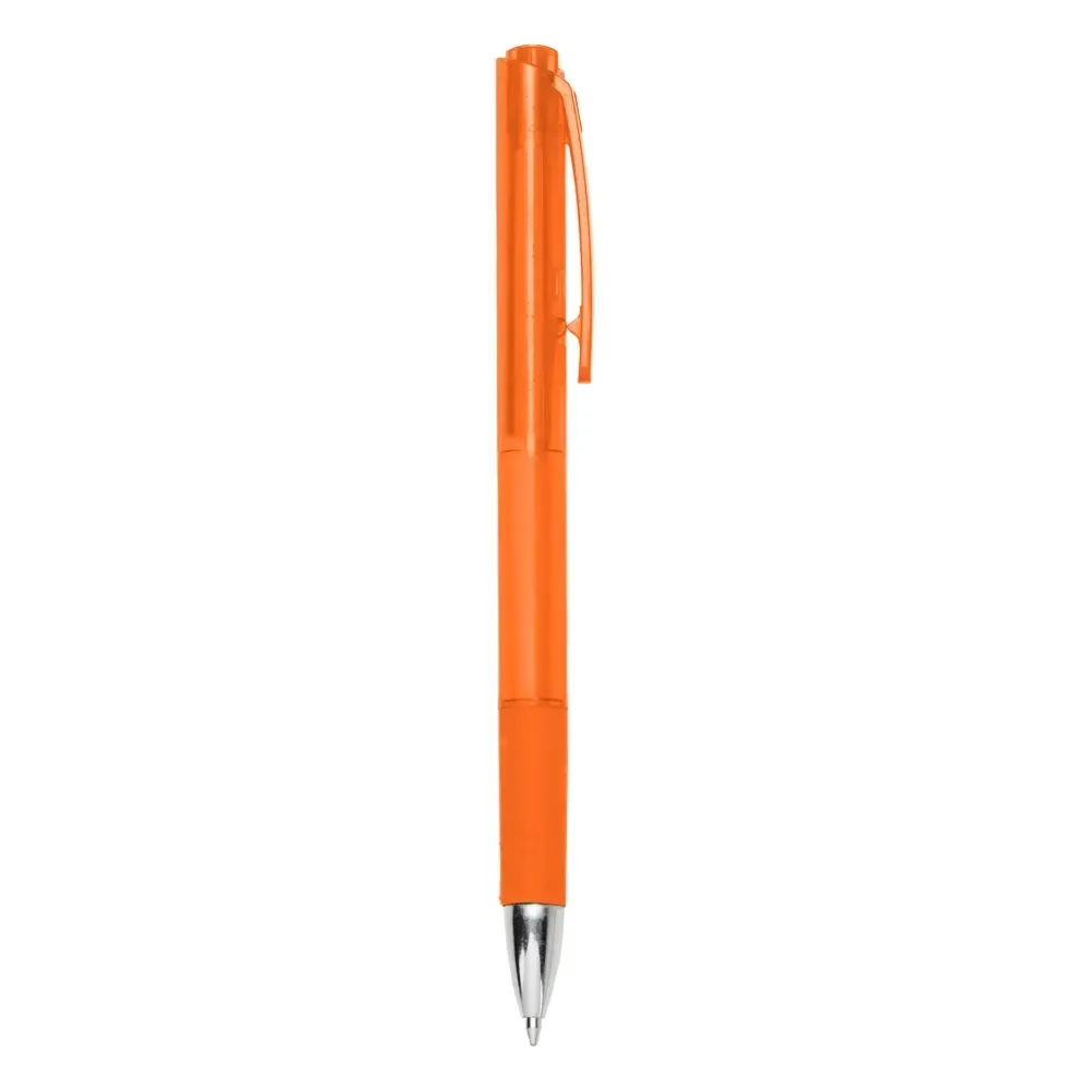 Caneta plástica translúcida personalizada na cor laranja