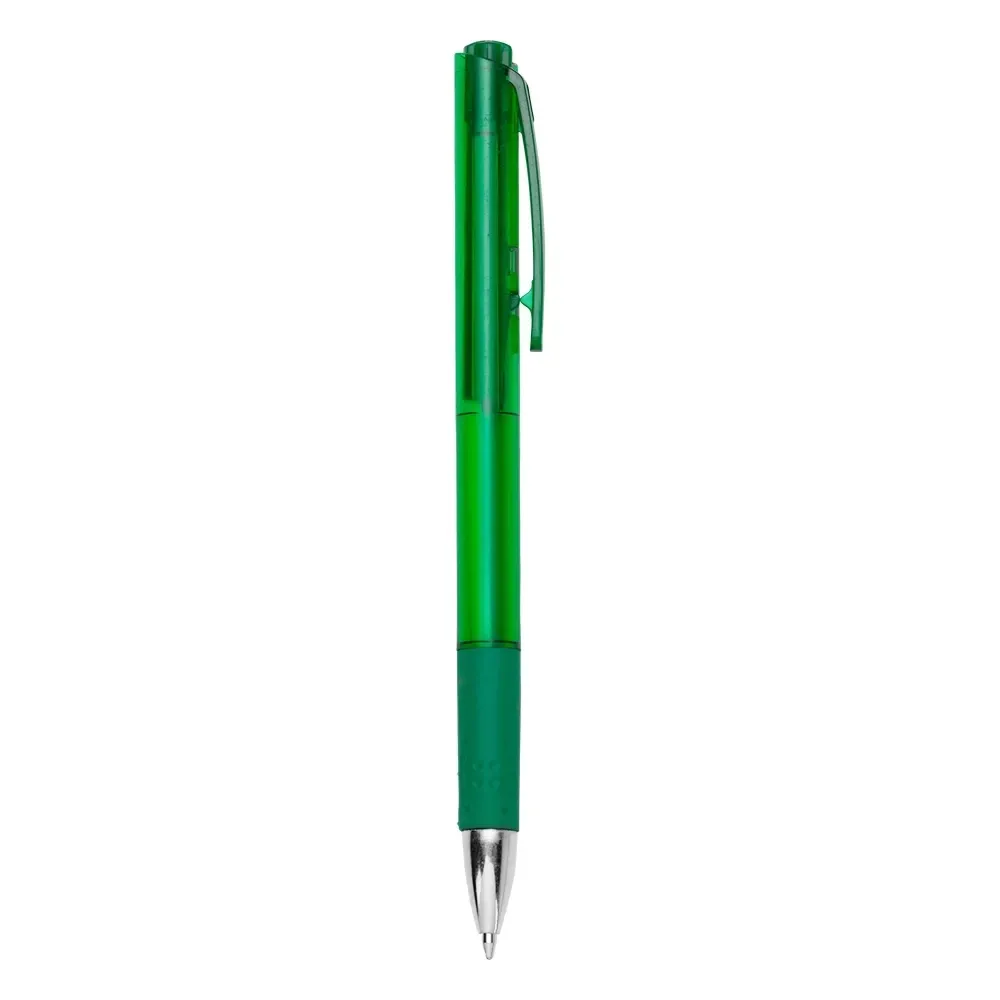 Caneta plástica translúcida personalizada na cor verde