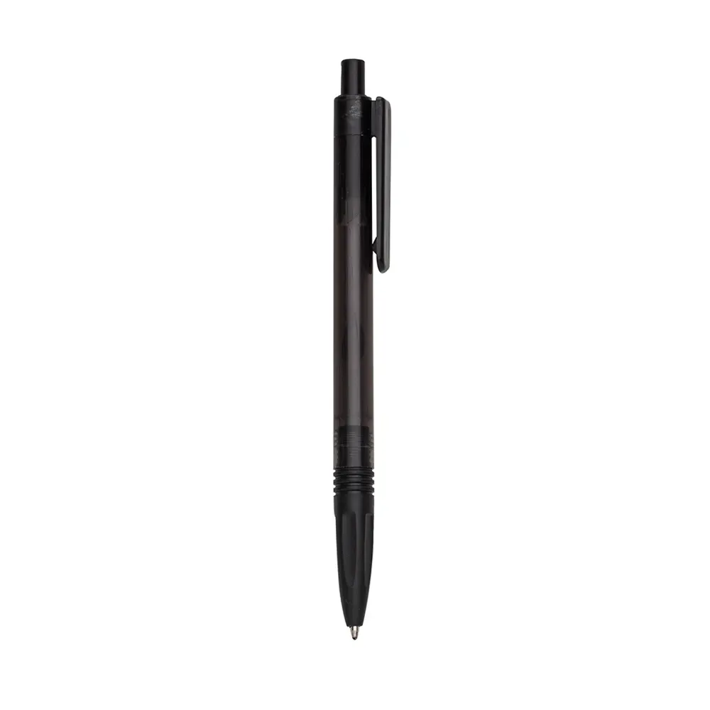 Caneta plástica personalizada translúcida slim cor fumê
