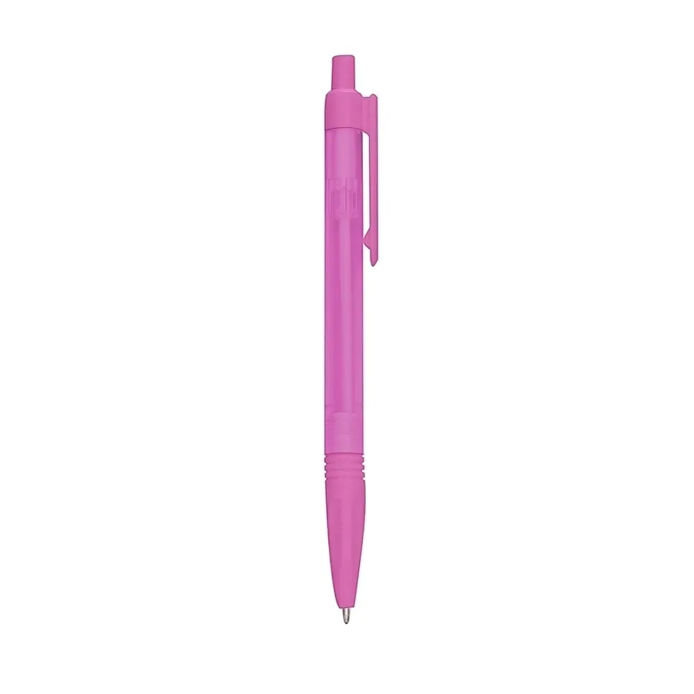 Caneta plástica personalizada translúcida slim rosa