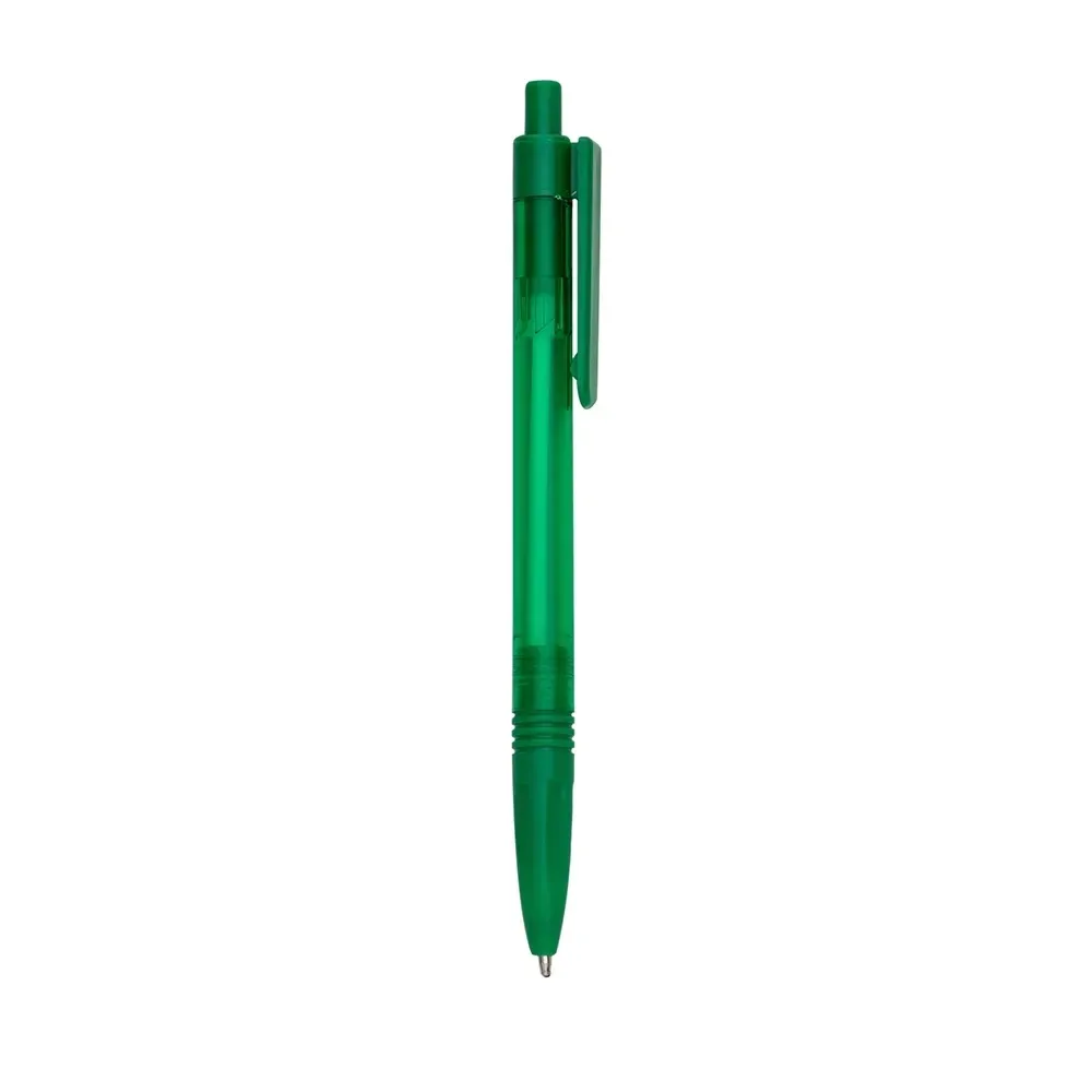 Caneta plástica personalizada translúcida slim verde