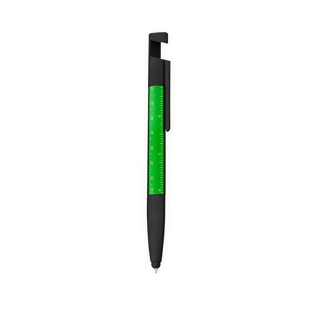 Caneta plástica triangular personalizada suporte celular verde
