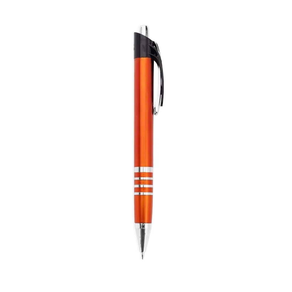Caneta plástica personalizada com variedade de cores laranja