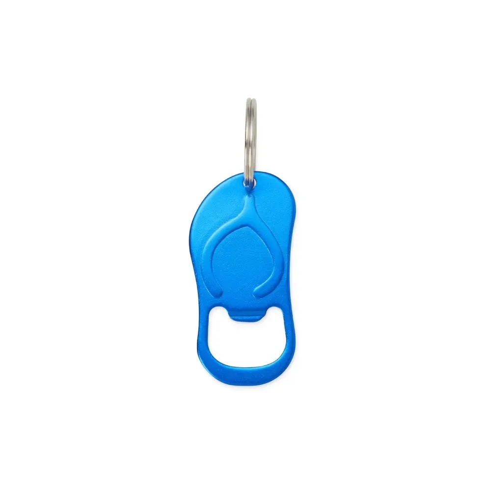 Chaveiro abridor personalizado formato chinelo, cor azul