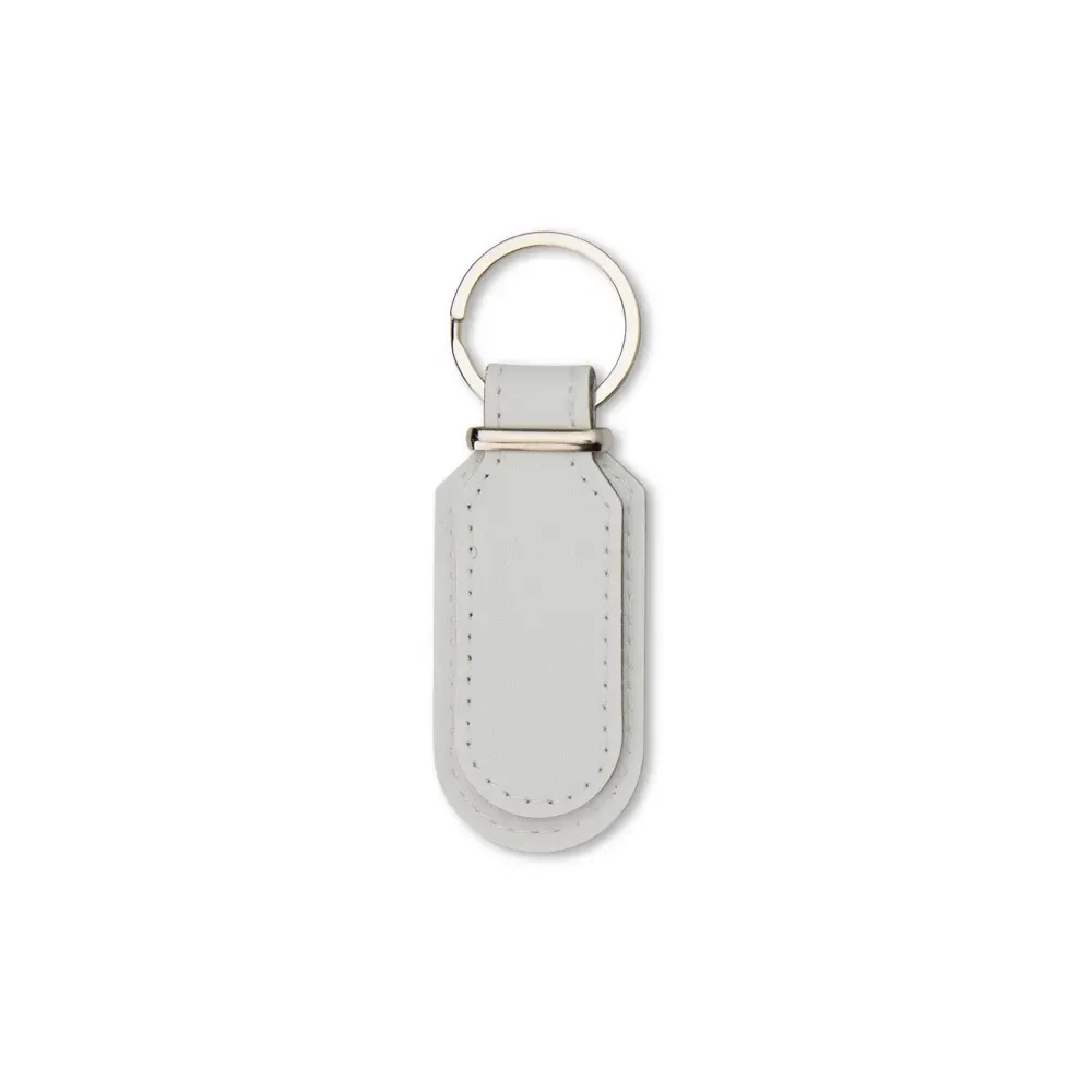 Chaveiro personalizado em couro sintético minimalista, cor branca