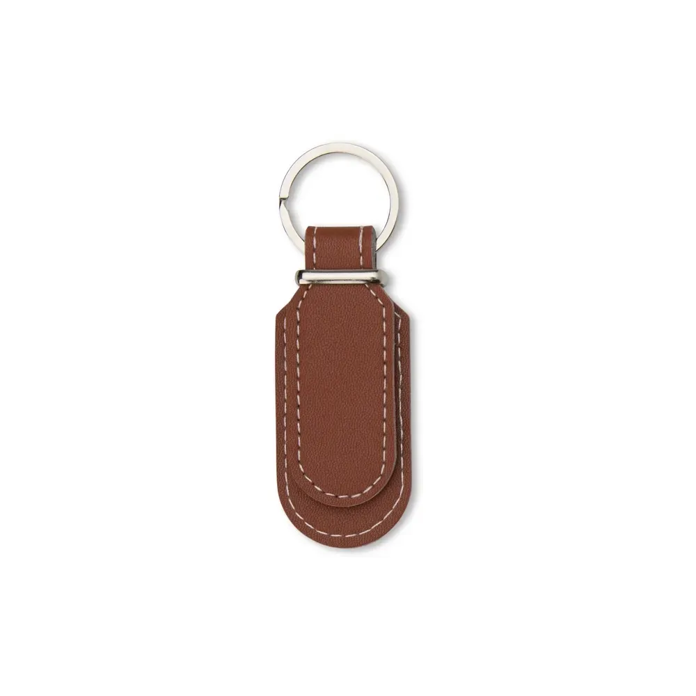 Chaveiro personalizado em couro sintético minimalista, cor marrom