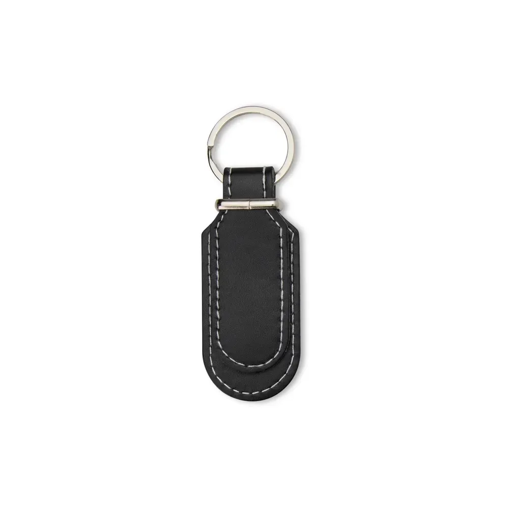 Chaveiro personalizado em couro sintético minimalista, cor preta