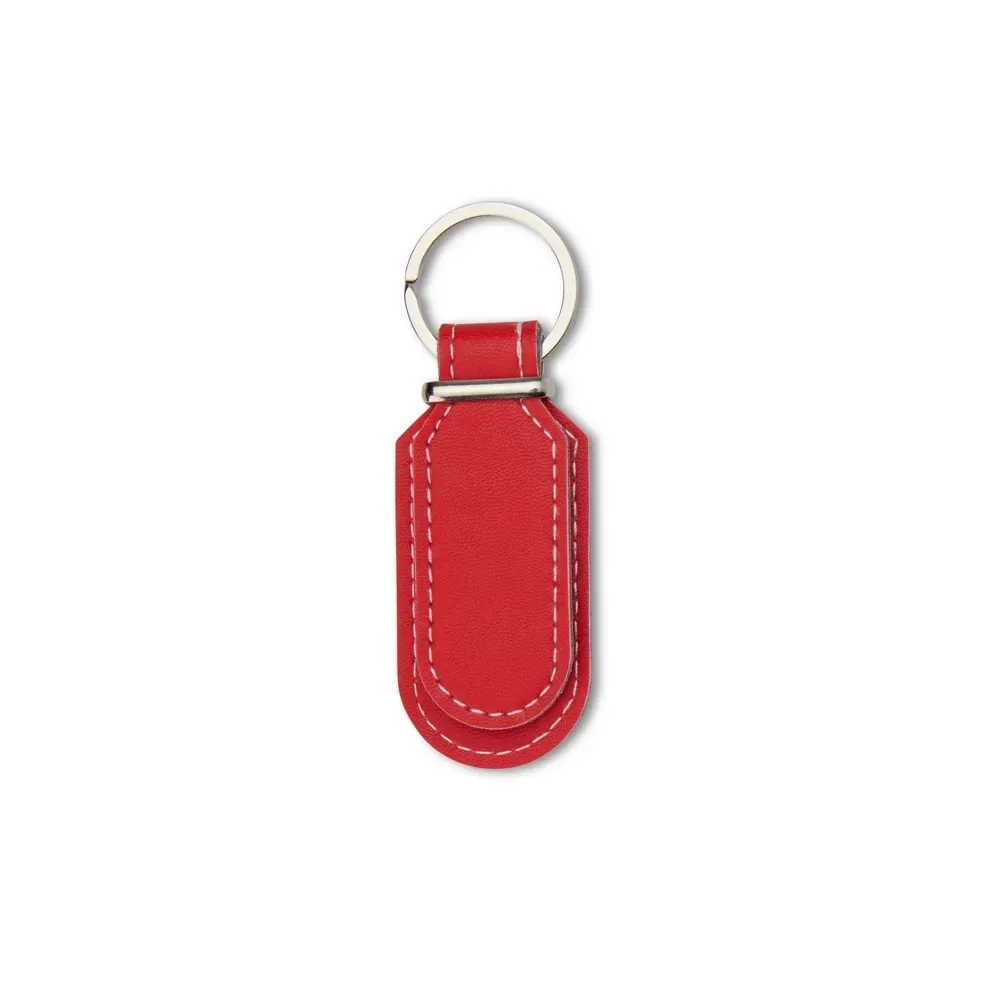 Chaveiro personalizado em couro sintético minimalista, cor vermelha