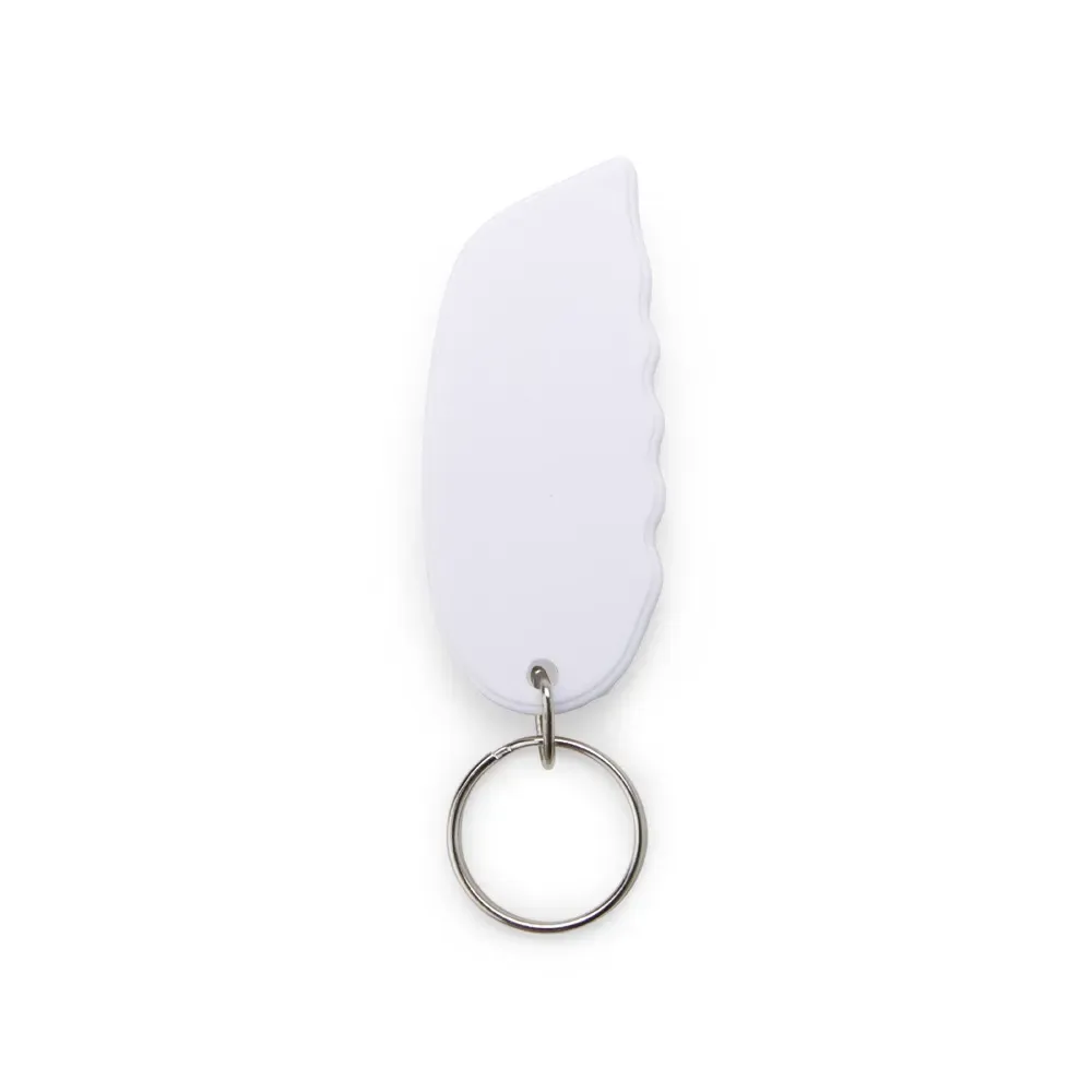 Chaveiro estilete personalizado com lâmina retrátil, cor branco