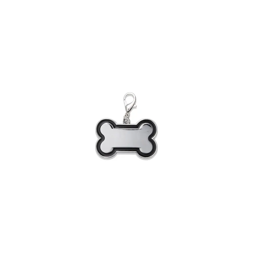 Chaveiro de identificação para pets personalizado, tamanho grande, cor preto