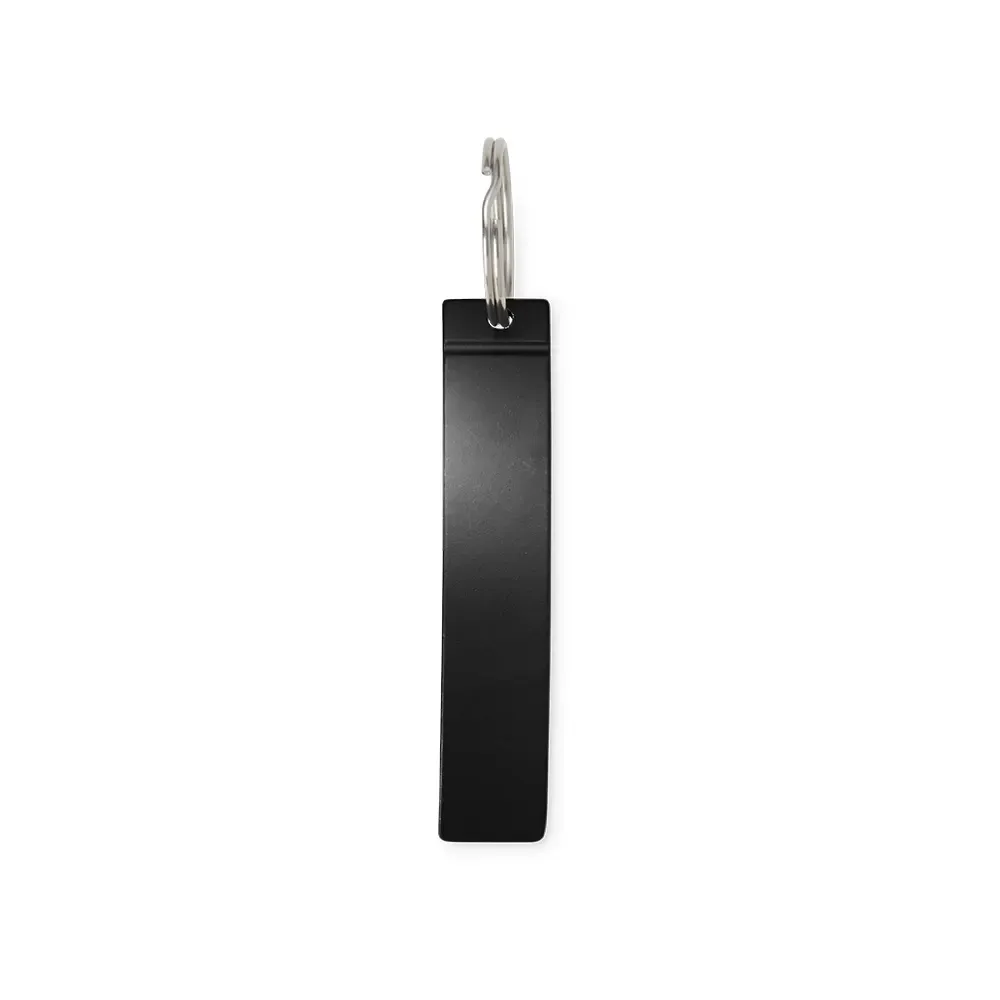 Chaveiro personalizado de metal abridor curvo, preto brilhante