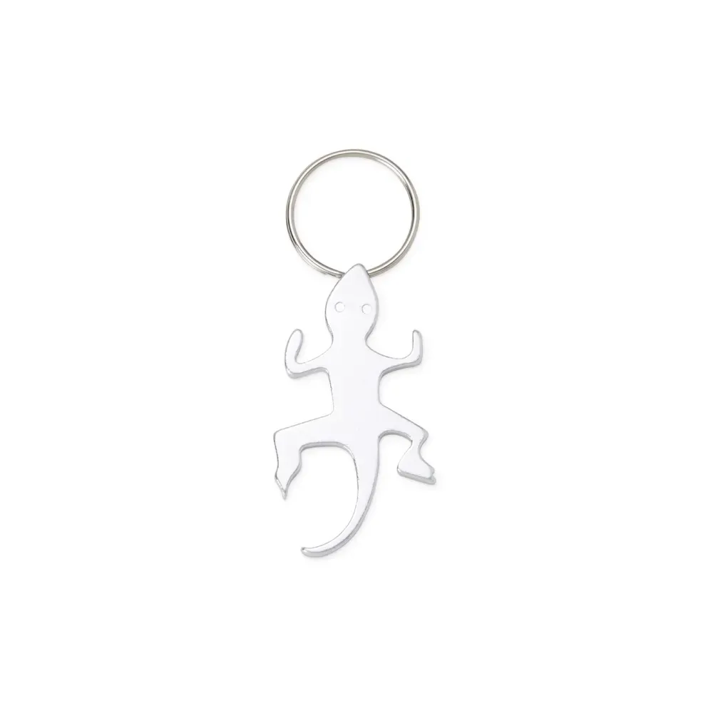 Chaveiro abridor personalizado formato lagarto, cor prata