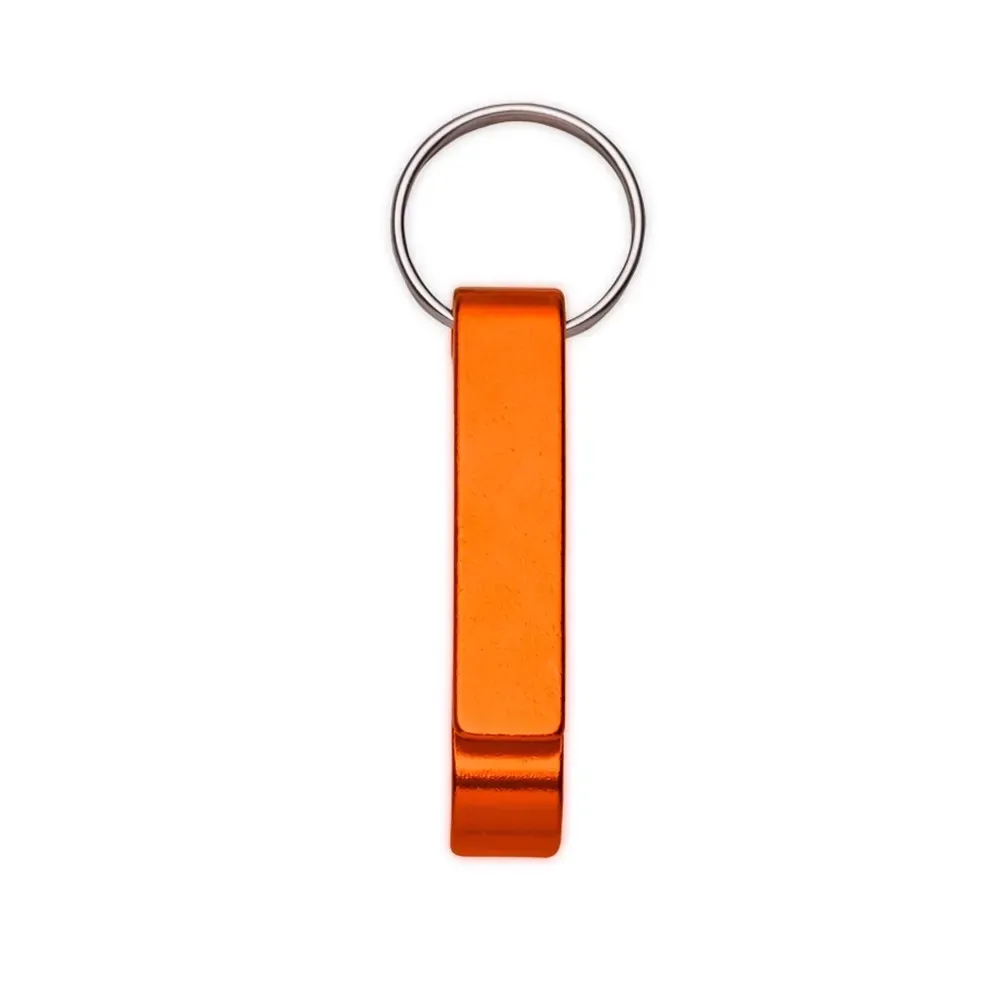 Chaveiro personalizado de metal com abridor de garrafas, cor laranja