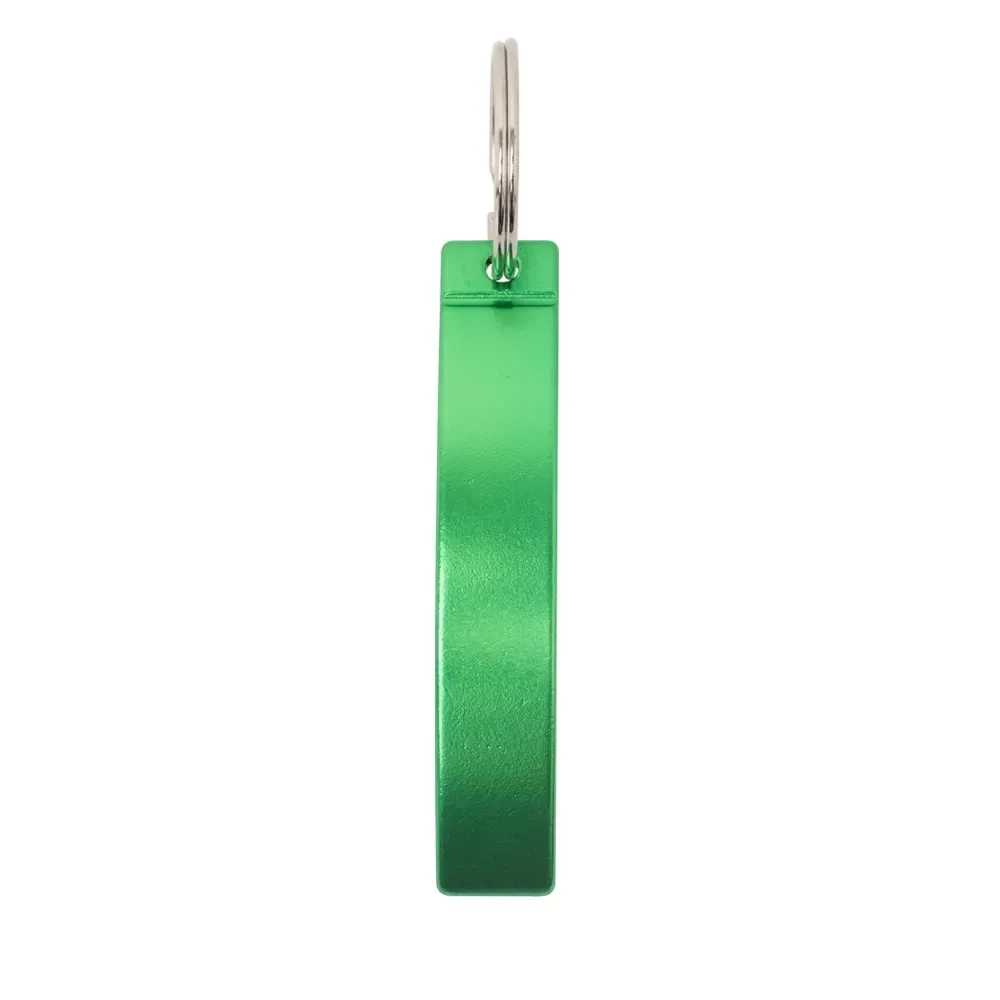 Chaveiro personalizado de metal abridor, acabamento brilhante, cor verde