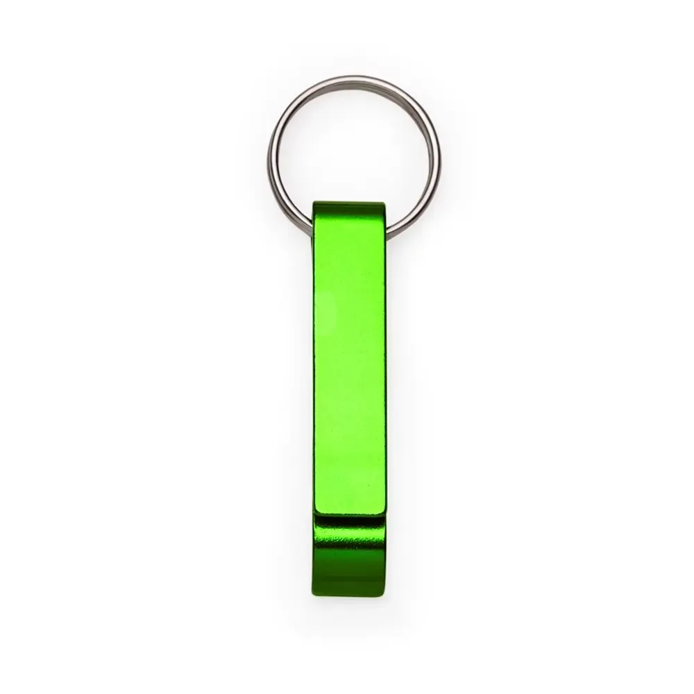 Chaveiro personalizado de metal com abridor de garrafas, cor verde