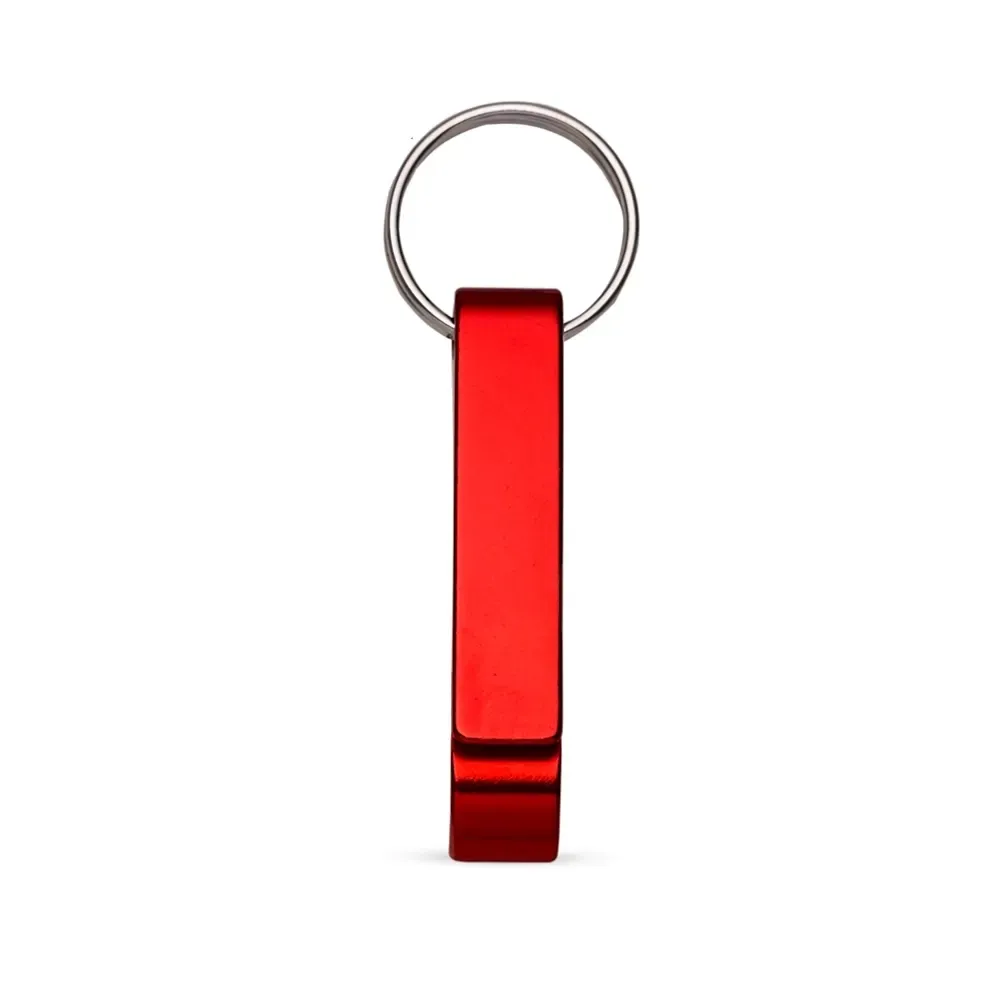 Chaveiro personalizado de metal com abridor de garrafas, cor vermelha
