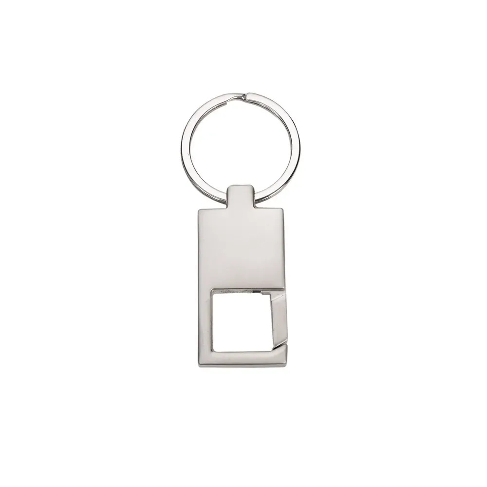 Chaveiro personalizado de metal mosquetão espelhado com rebite, cor prata