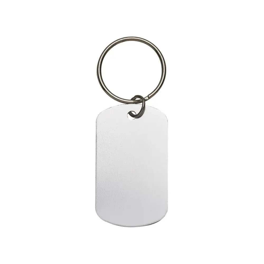 Chaveiro personalizado plaquinha de metal retangular, cor prata