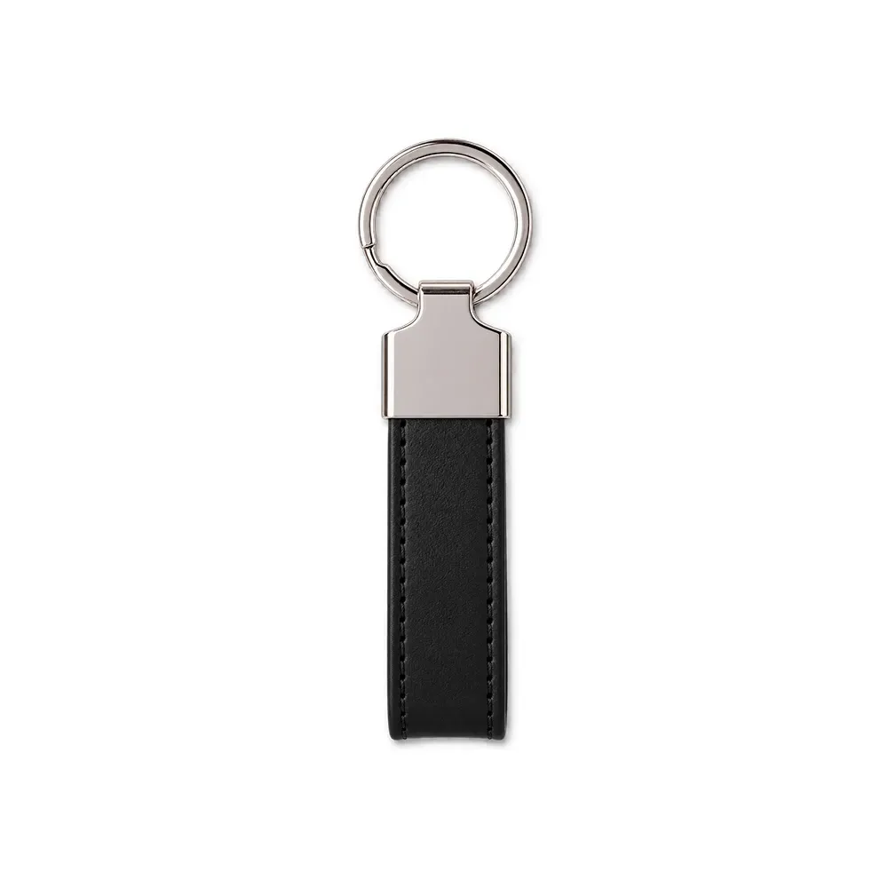 Chaveiro personalizado em metal com aba em PU, cor preta