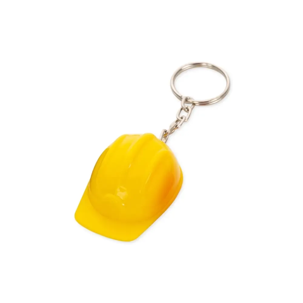 Chaveiro personalizado capacete de segurança EPI em plástico, cor amarela