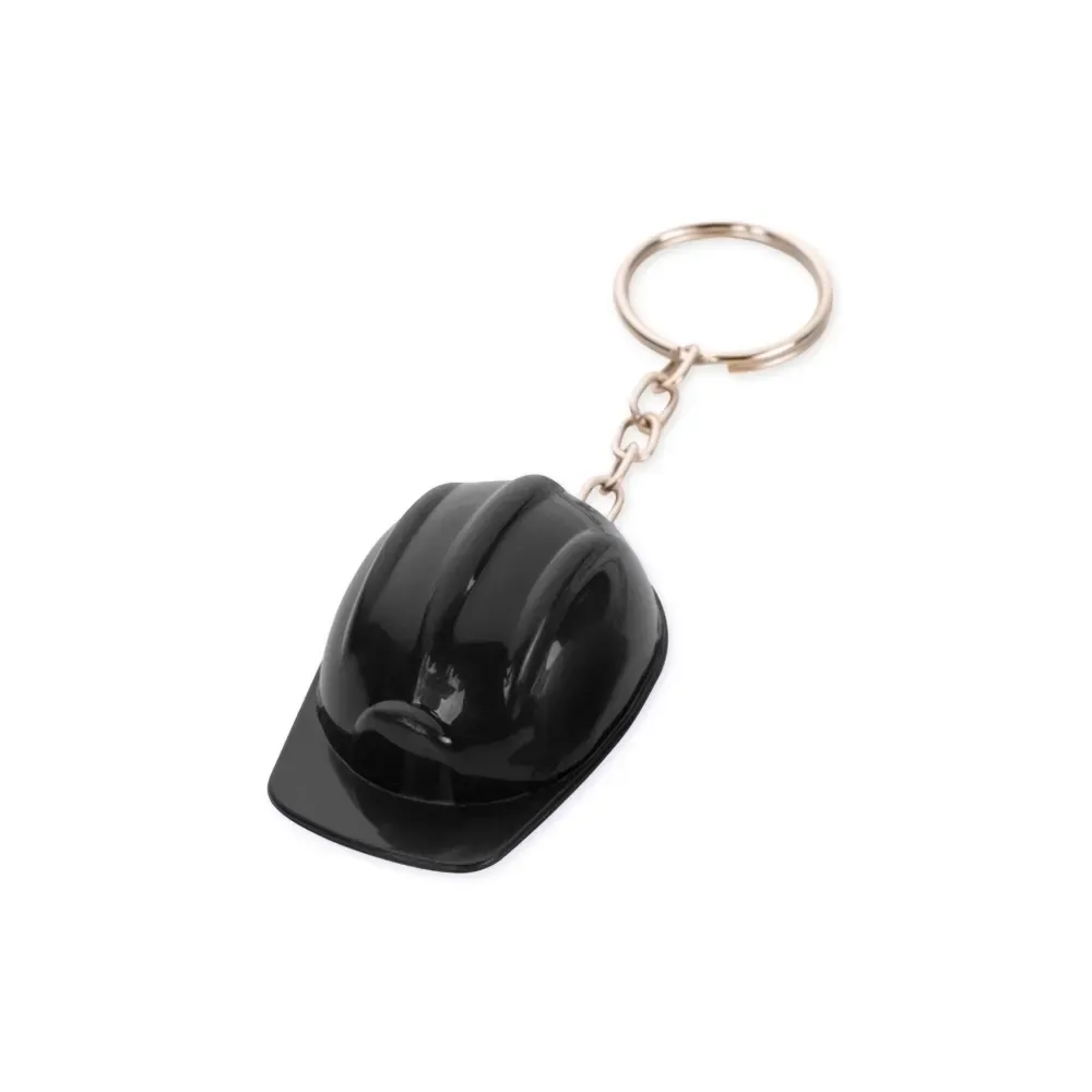 Chaveiro personalizado capacete de segurança EPI em plástico, cor preta