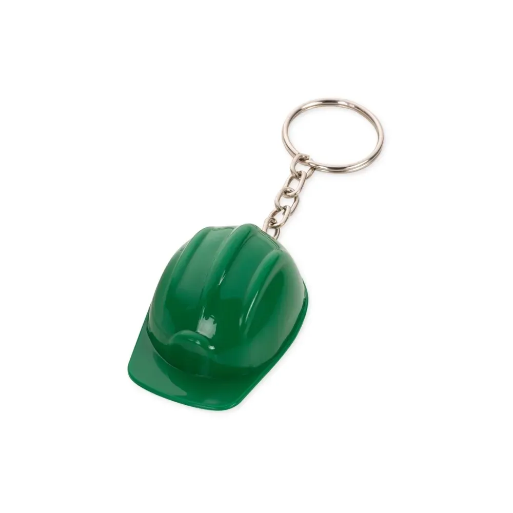 Chaveiro personalizado capacete de segurança EPI em plástico, cor verde
