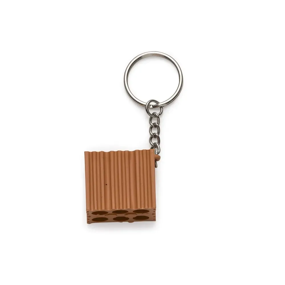 Chaveiro personalizado de plástico em formato de tijolo, cor laranja