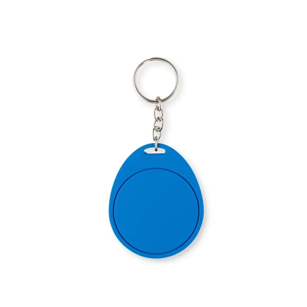 Chaveiro personalizado em PVC emborrachado quadrado, cor azul