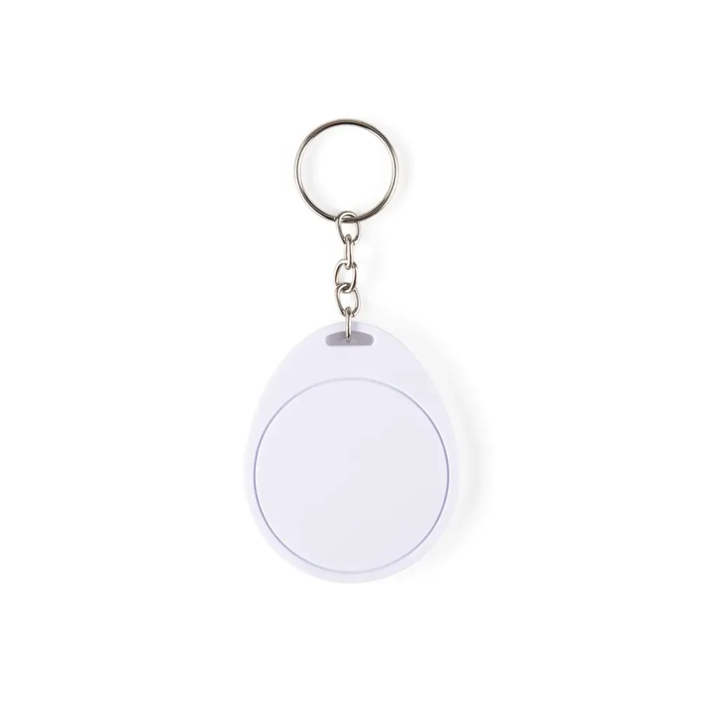 Chaveiro personalizado em PVC emborrachado quadrado, cor branca
