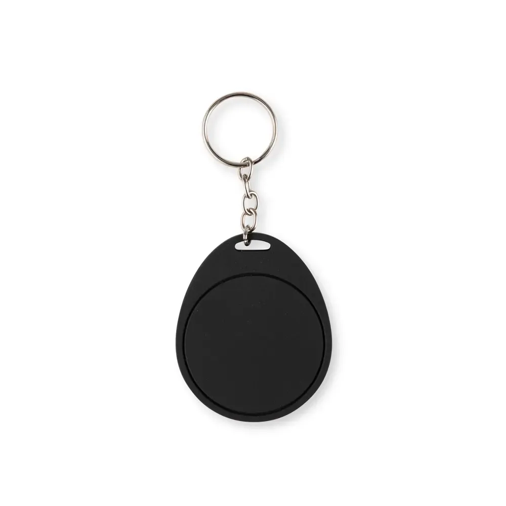 Chaveiro personalizado em PVC emborrachado quadrado, cor preta