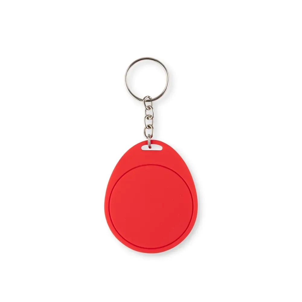 Chaveiro personalizado em PVC emborrachado quadrado, cor vermelha