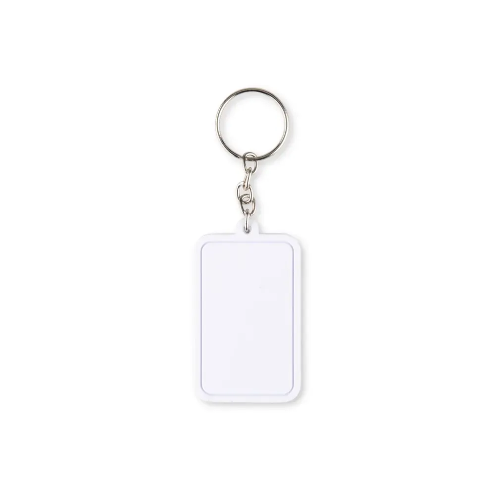 Chaveiro personalizado em PVC emborrachado retangular, cor branca
