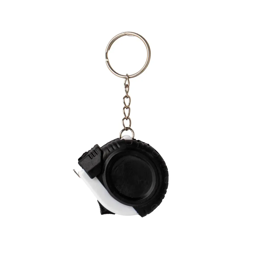 Chaveiro trena emborrachada personalizada de 1 metro, cor preto