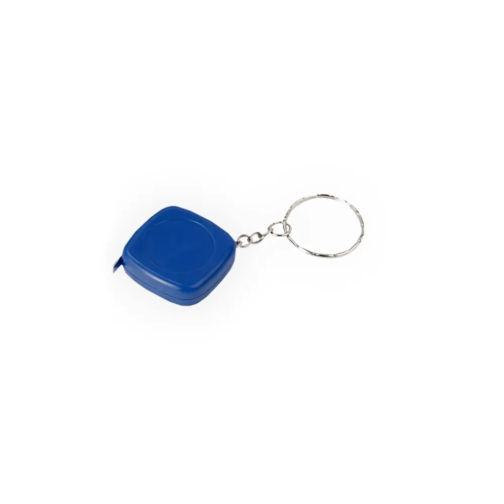 Chaveiro trena personalizada de 1 metro, modelo compacto, cor azul