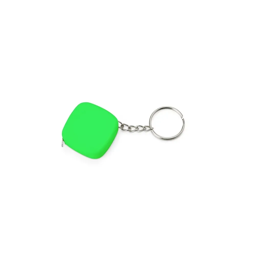 Chaveiro trena personalizada de 1 metro, modelo compacto, cor verde
