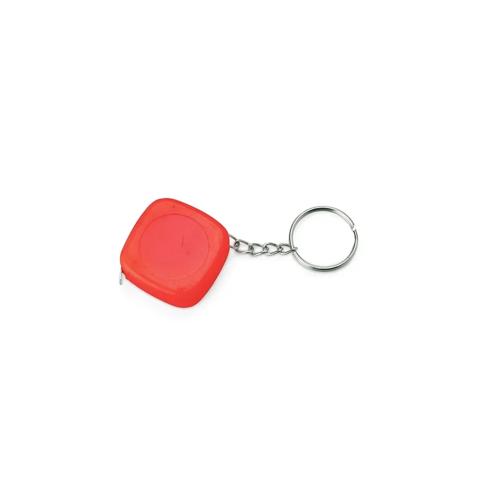 Chaveiro trena personalizada de 1 metro, modelo compacto, cor vermelho