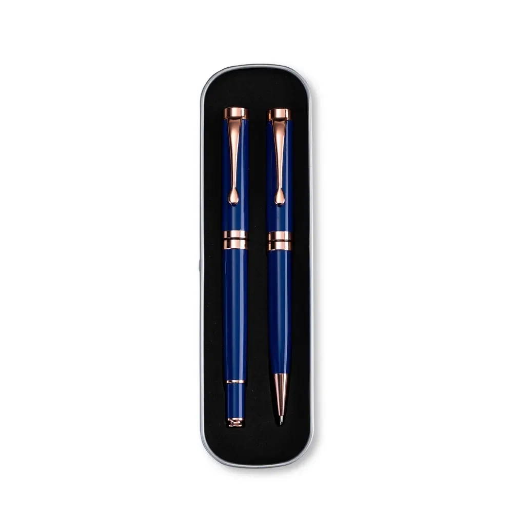 Conjunto de canetas executivas personalizadas azul