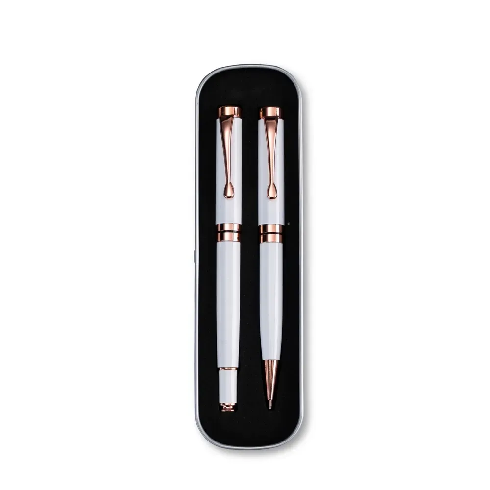 Conjunto de canetas executivas personalizadas branco