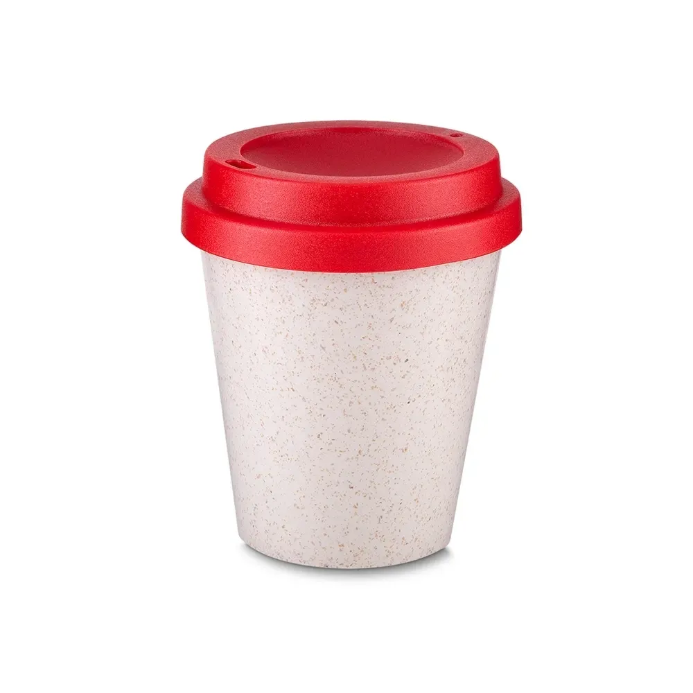 Copo fibra de arroz personalizado 350ml, vermelho