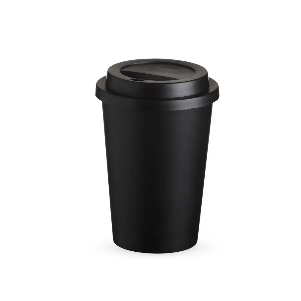 Copo fibra de arroz personalizado 450ml com tampa de bocal, preto