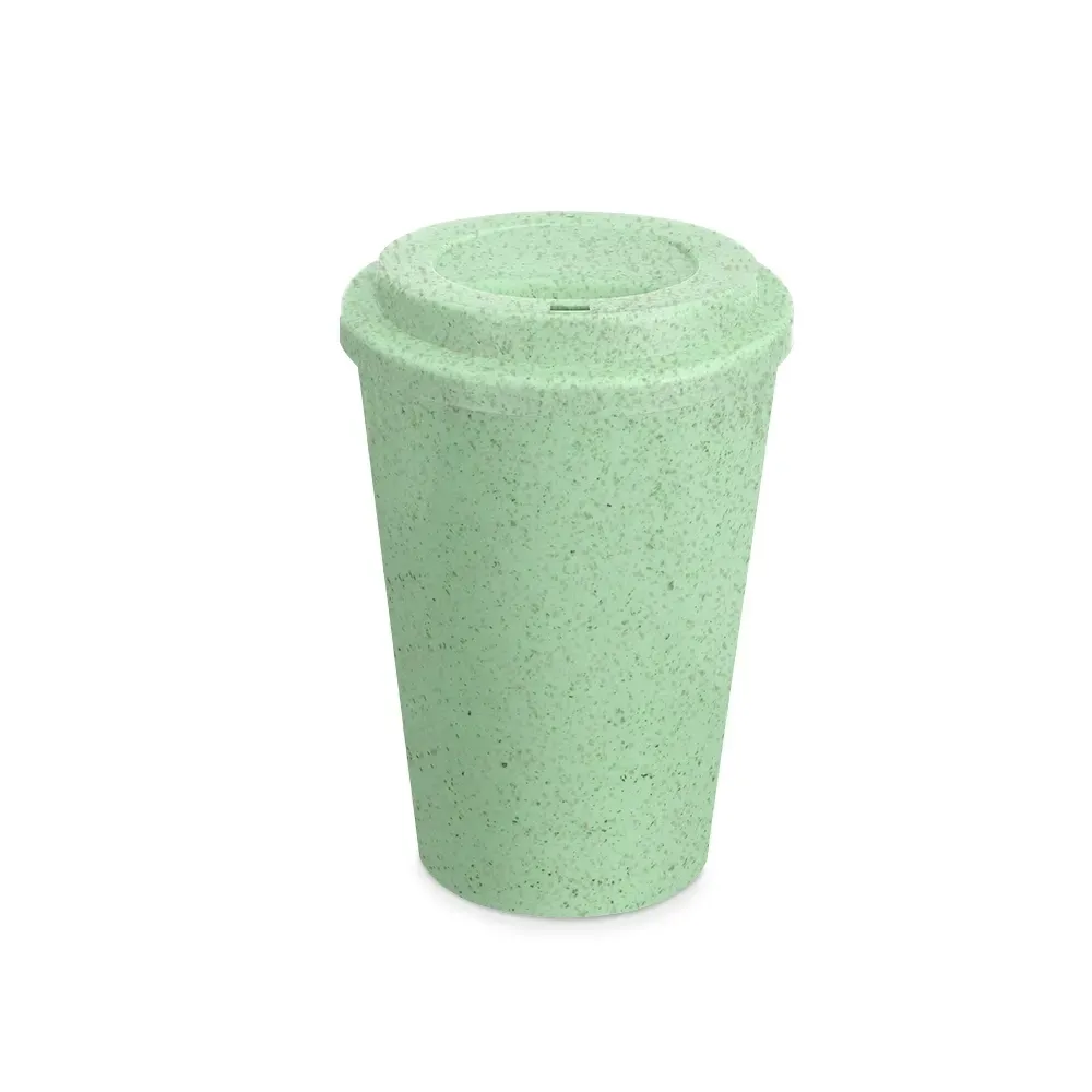 Copo fibra de arroz personalizado 450ml com tampa de bocal, verde