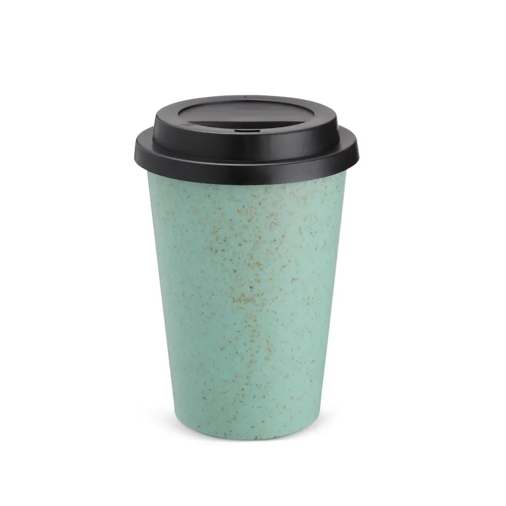 Copo fibra de arroz personalizado 450ml com tampa de bocal, verde