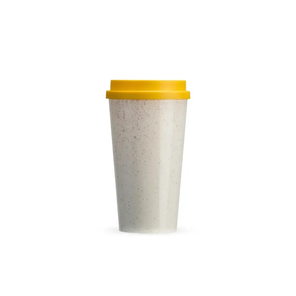Copo fibra de arroz personalizado 550ml, cor amarela