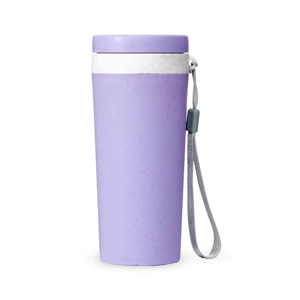Copo fibra de bambu personalizado 350ml com alça, roxo