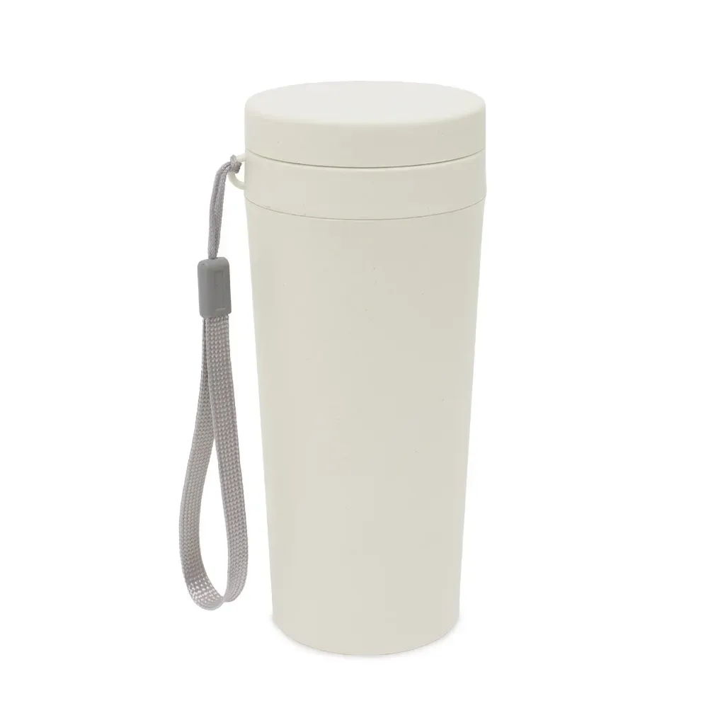 Copo fibra de bambu personalizado 350ml com alça, bege