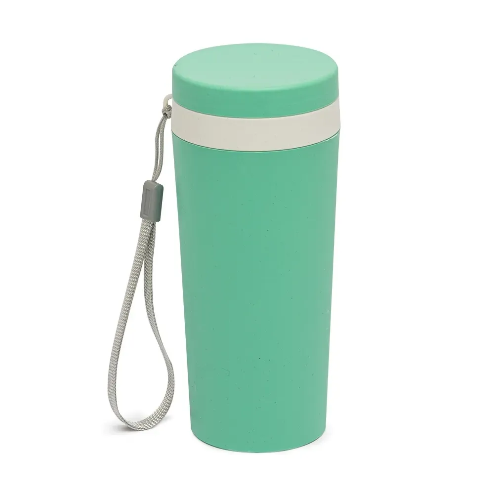 Copo fibra de bambu personalizado 350ml com alça, verde