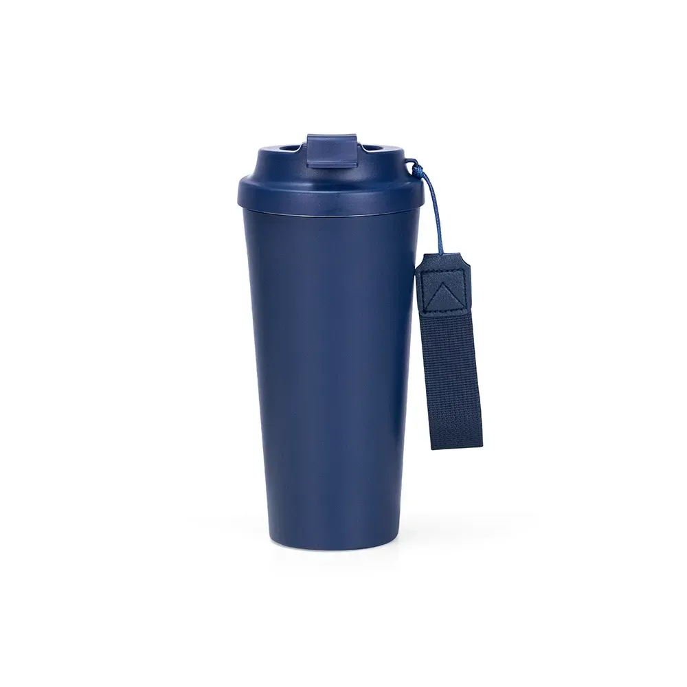 Copo inox personalizado 480ml com alça, azul