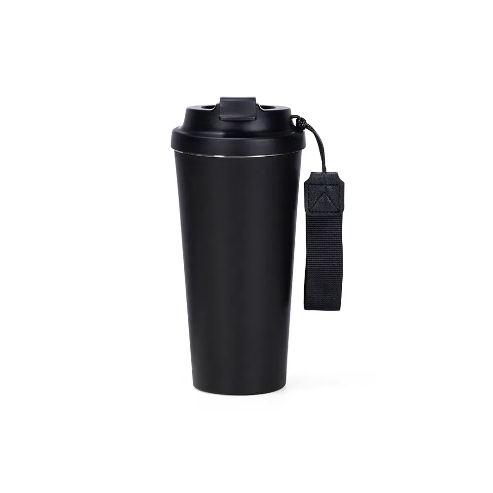 Copo inox personalizado 480ml com alça, preto